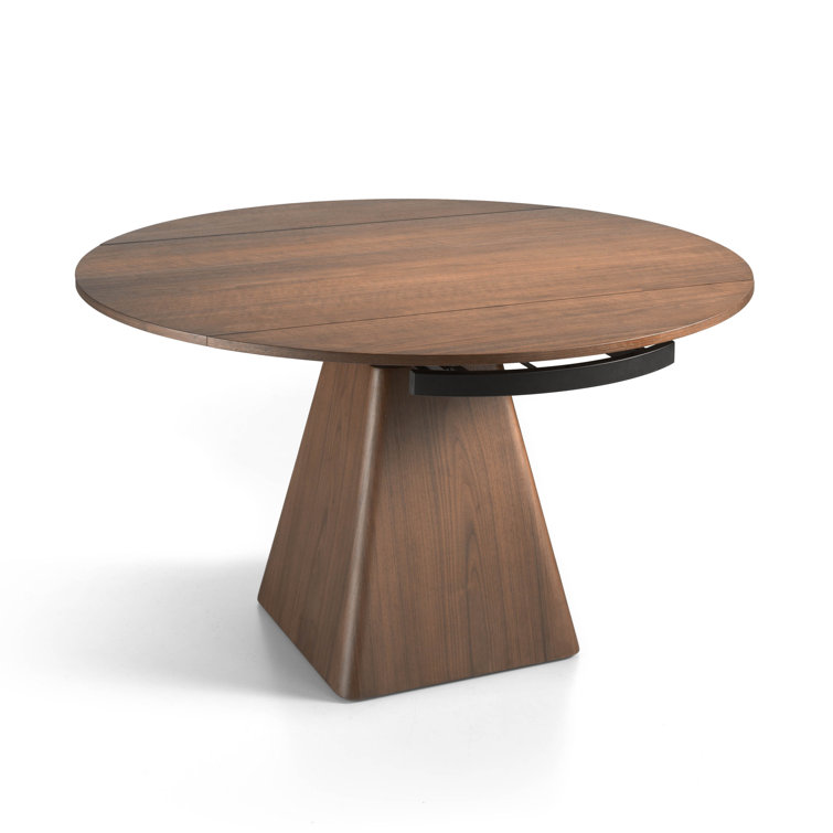 Angel Cerda Extendable Walnut Solid Wood Pedestal Dining Table